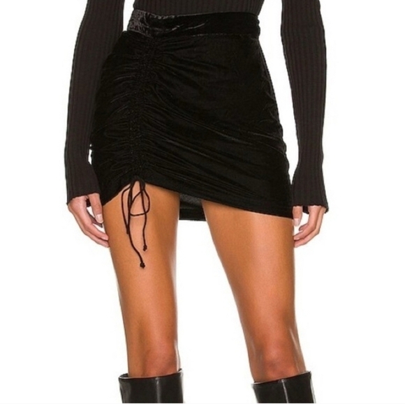 Free People Dresses & Skirts - Free People x REVOLVE Vivienne Velvet Ruched Black Mini Skirt Size 4